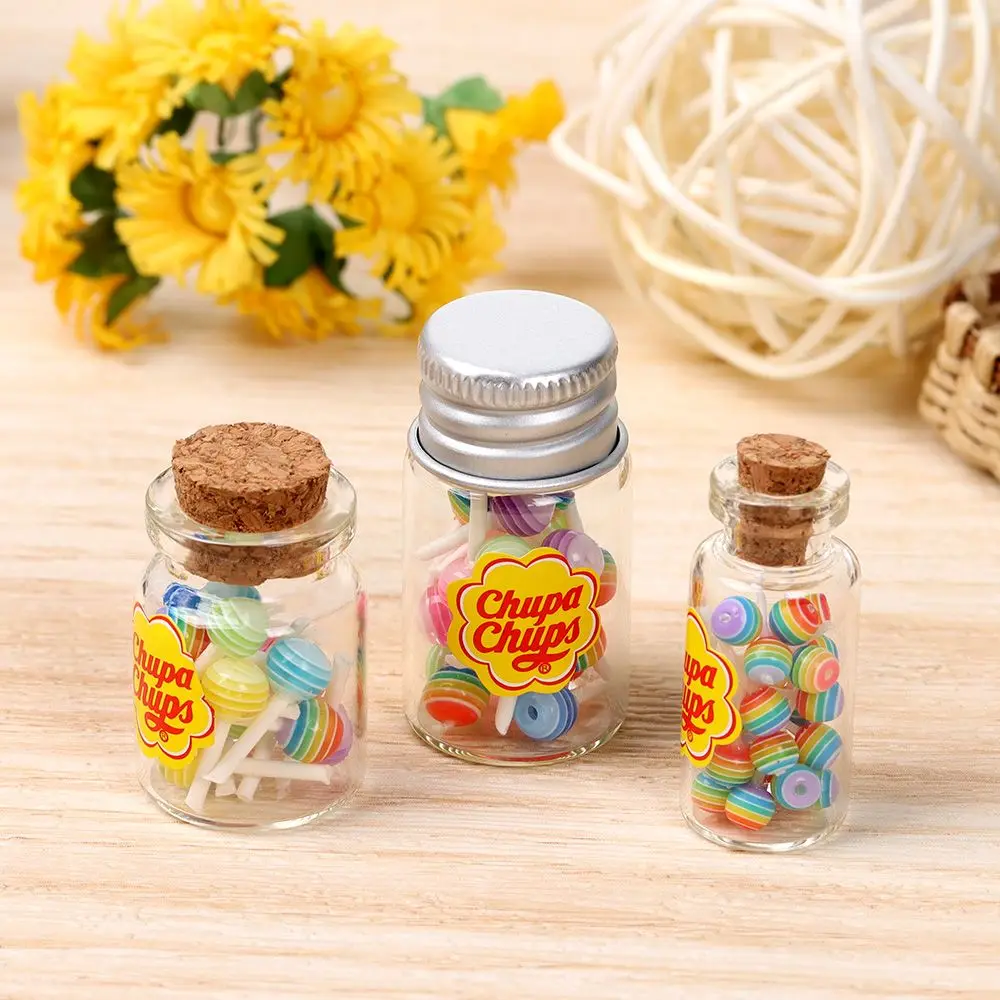 

New 1/12 Miniature Food Dessert Sugar Mini Lollipops With Case Holder Candy For Doll House Kitchen Furniture Toys Accessories