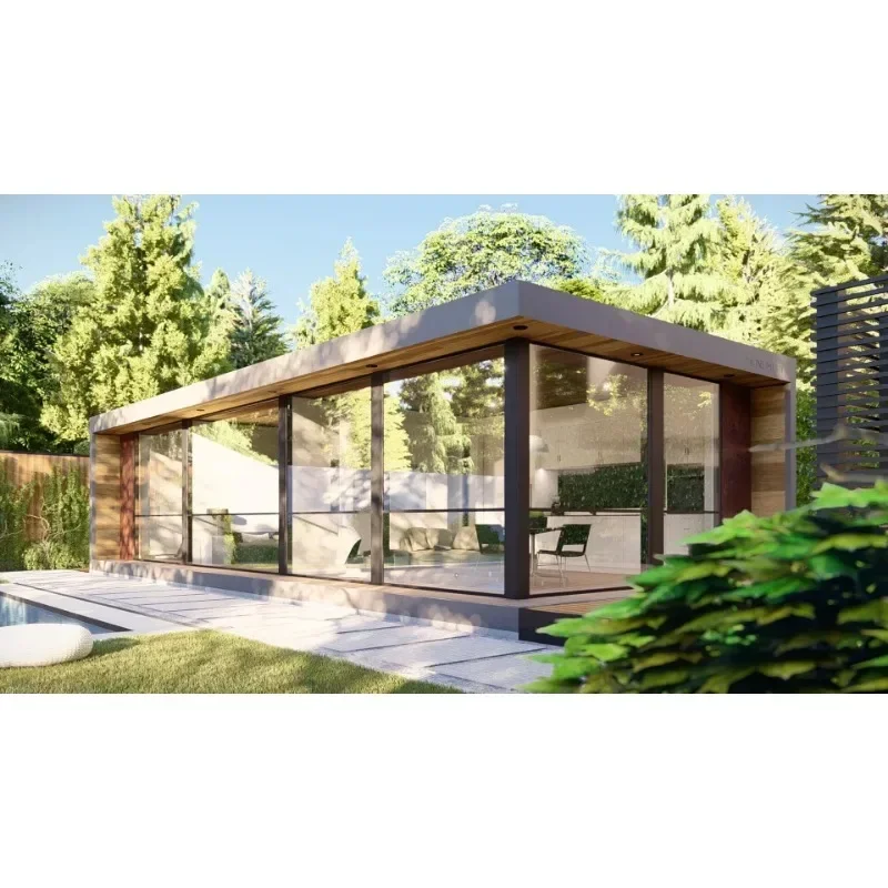 Holz uy Stil profession elle zarte Design Outdoor Luxus Wohnzimmer Flachdach Licht Stahlhaus