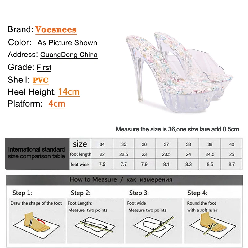 Женские летние тапочки на платформе прозрачные сандалии тонком каблуке 14 см