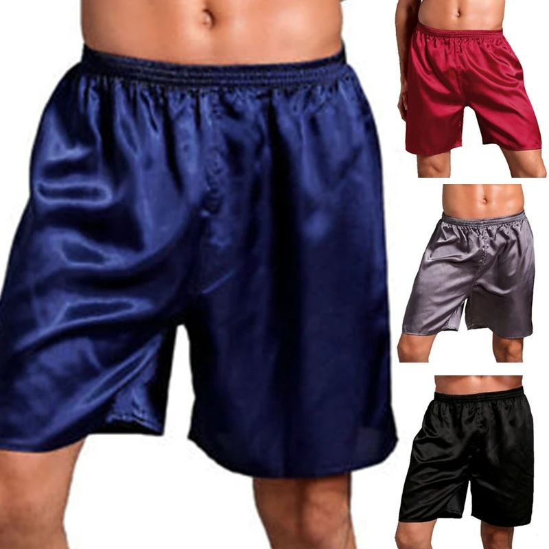

Mens Summer Satin Boxer Shorts Sleepwear Casual Loose Silky Nightwear Pajama Bottom Short Pants Travel Beach Home Underwear