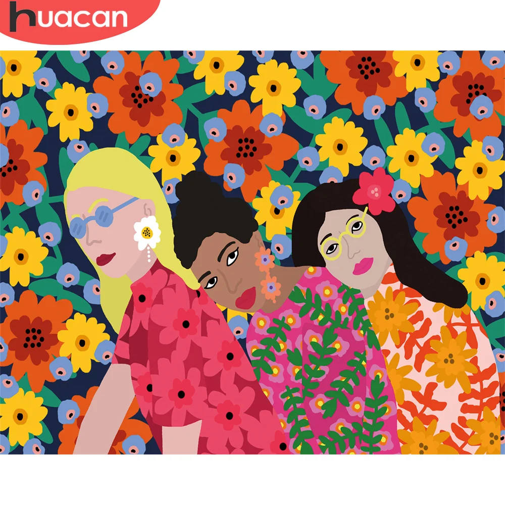 

Раскраска по номерам HUACAN, Женская Фигурка «сделай сам», рамка, ручная роспись, искусственная роспись по номерам для девушек, домашний декор ...