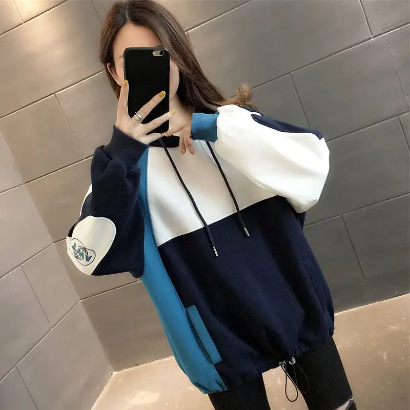 

Hoodie Women's Sweatshirts Loose Long Sleeve New Korean Version Fashion Soft Solid Color Loose Casual Pullover Knitted Top A255
