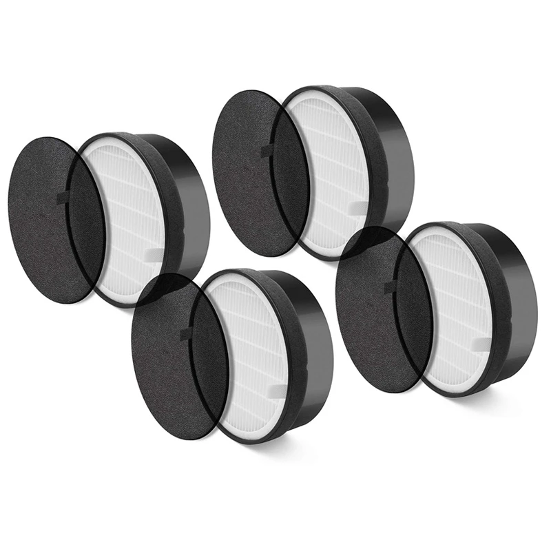 

AD-Air Purifier LV-H132 Replacement, True HEPA And Activated Carbon Filters Set, LV-H132-RF, 4 Pack, Black