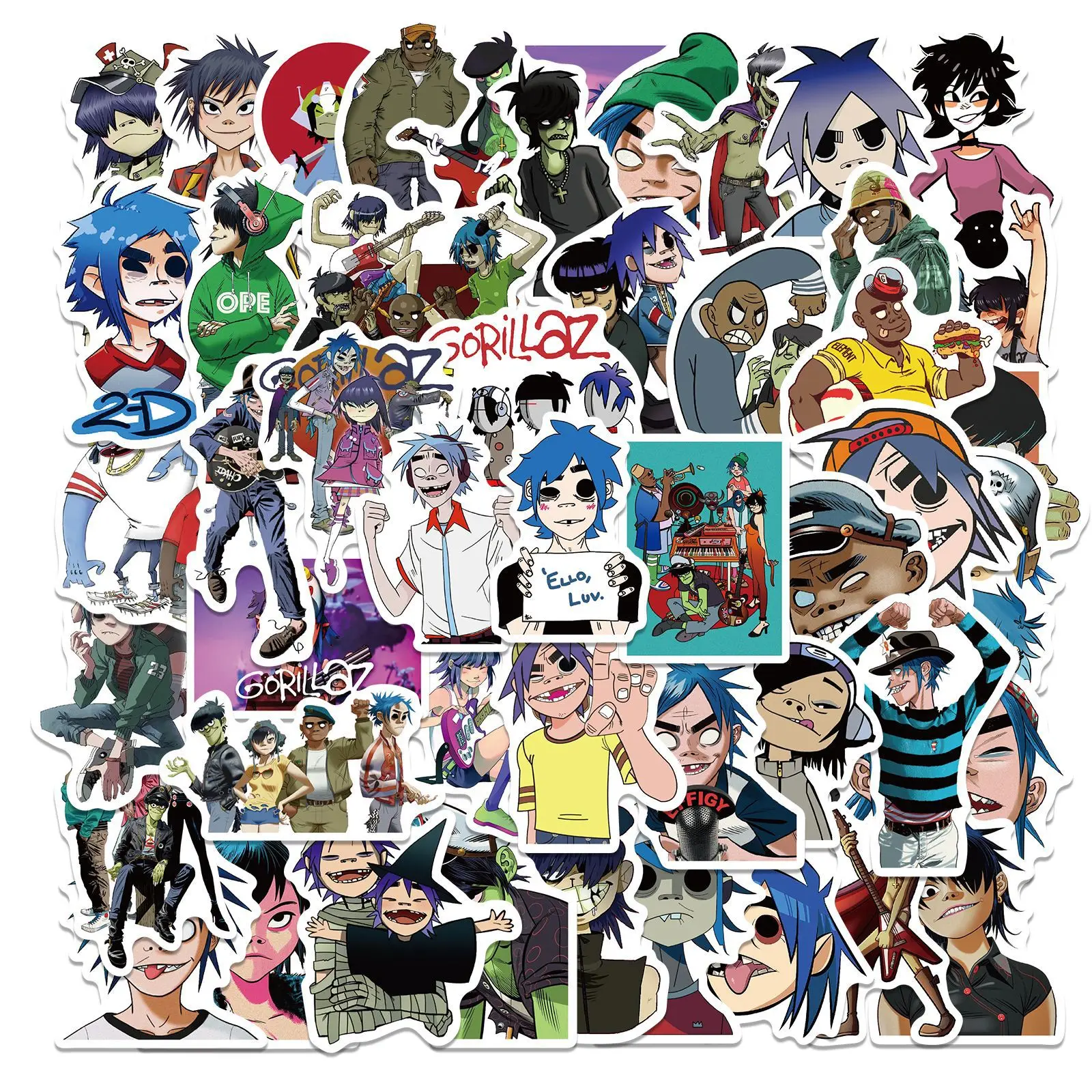 50pcs Gorillaz Music Band 2023 Cartoon Stickers Decal DIY Motorcycle Phone Laptop Luggage Guitar Vinyl Home Decor - купить по