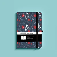 a5 160gsm plain notebook grey vintage floral elastic band pen loop back pocket hard cover blank journal