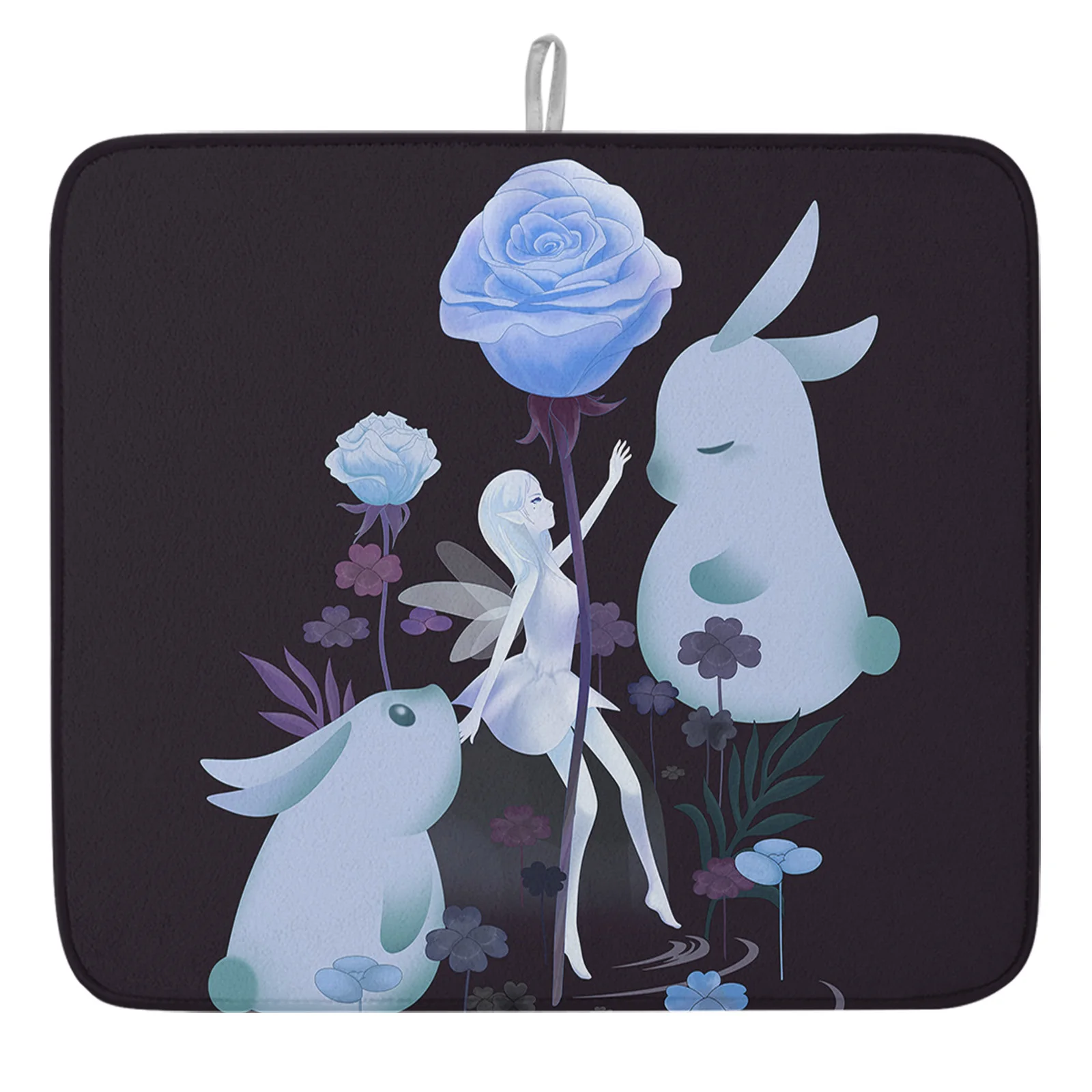 

Домашний коврик для сушки посуды Elf Rabbit Rose Leaf, кухонные чашки, тарелки, подстилки для раковины, впитывающие детали для кухни