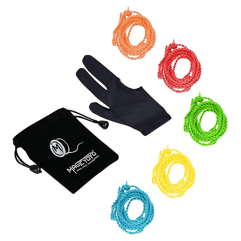 

5 шт., профессиональные гирлянды для йо-йо (случайный цвет), перчатки для йо-йо, мешок для йо-йо