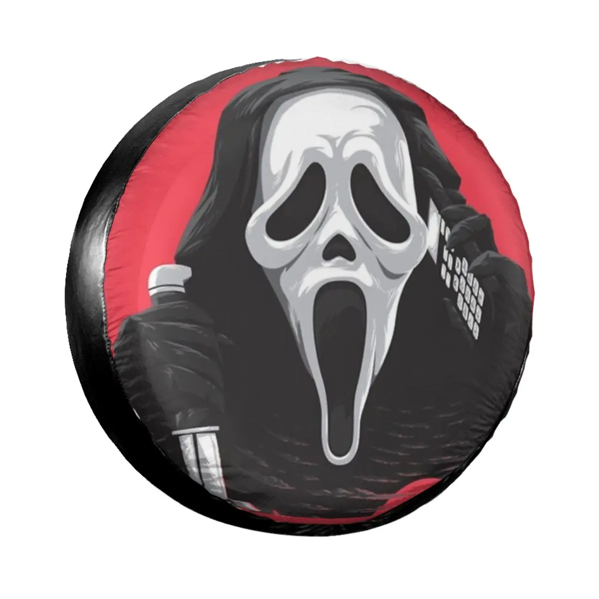 

Scream Horror Movie Spare Tire Cover Bag Pouch for Jeep Halloween Ghost Skull Dust-Proof Car Wheel Covers 14" 15" 16" 17" Inch