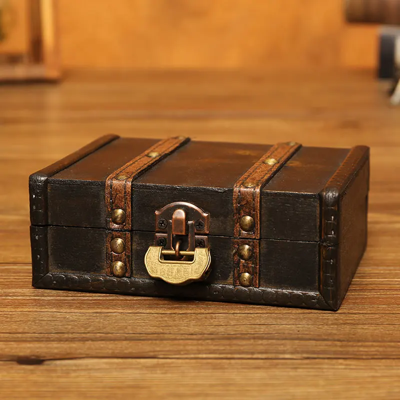 

New Exquisite Jewelry Storage Box Sundries Dust Proof Wooden Box Desktop Storage Box Antique Wooden Box