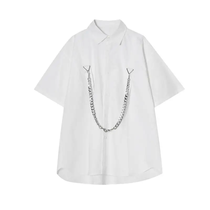Стильная рубашка с цепочкой в гонконгском стиле однотонная мужская пятиконечным