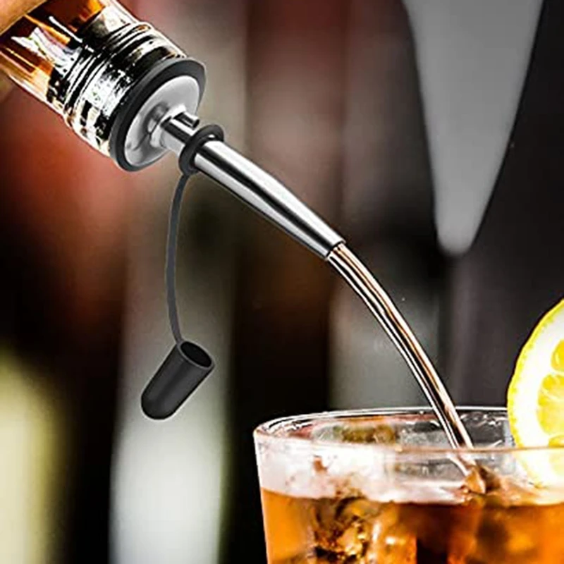 

36Pack Liquor PourersStainless Steel Pour Spouts For Bottles With Siamese Rubber Dust Caps For 3/4Inch Bottle Mouth