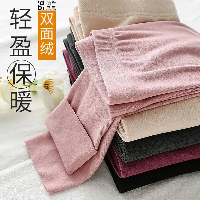 

German velvet warm trousers women's thin spring autumn winter solid color soft leggings outer wear warm pants women High-Rise