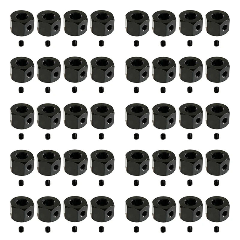 

40PCS 5Mm To 12Mm Metal Combiner Wheel Hub Hex Adapter For WPL D12 C14 C24 B14 B16 MN D90 D91 RC Car Upgrade Parts,Black