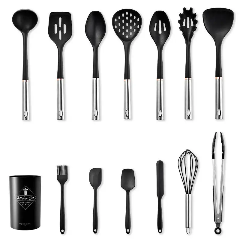 

14Pcs Silicone Cooking Utensils Set Spatula Soup Spoon Non-stick Kitchen Utensils Set for Home Restaurant Kitchenware
