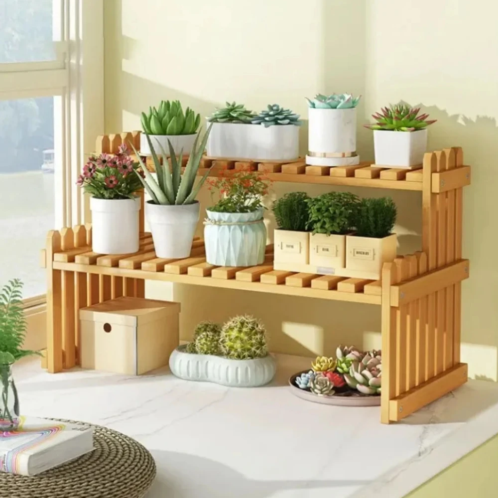 2-уровневая бамбуковая подставка для растений полка плавающий настенный