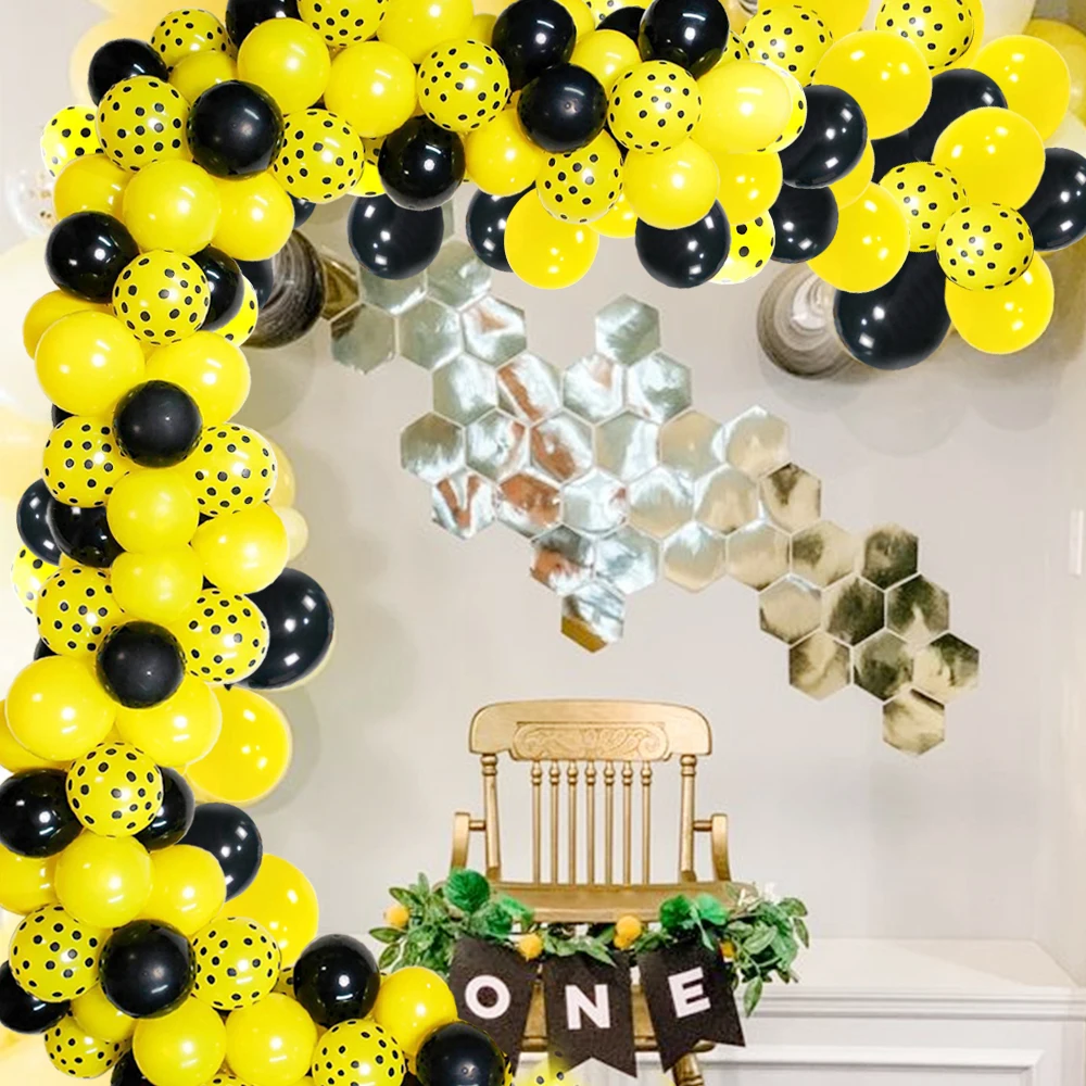 

Boy Girl Birthday Balloon Decor First Birthday Party Decorations for Kids Yellow Black Balloon Garland Arch Set for Baby Shower