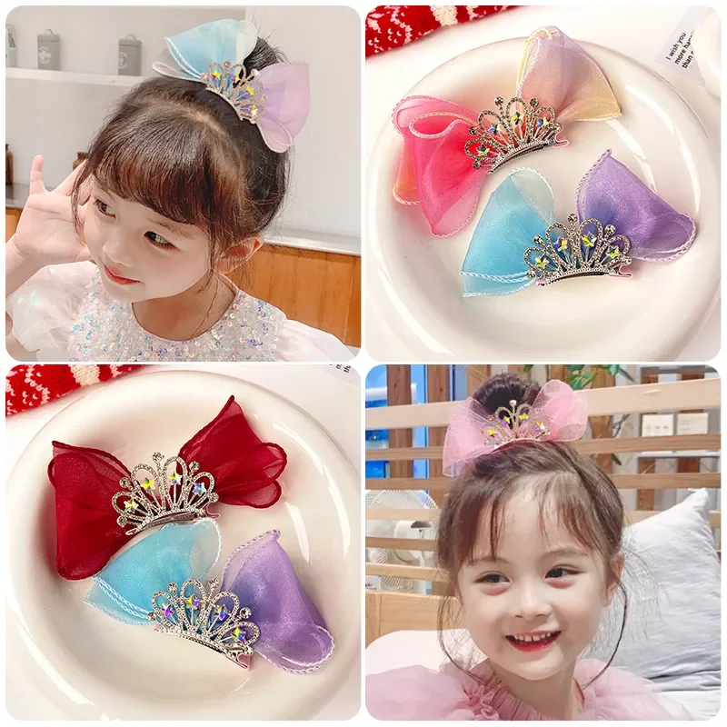 

Детские милые цветные заколки для волос с бантом и короной, блестящие заколки для девочек, заколки для волос, Детские милые аксессуары для в...