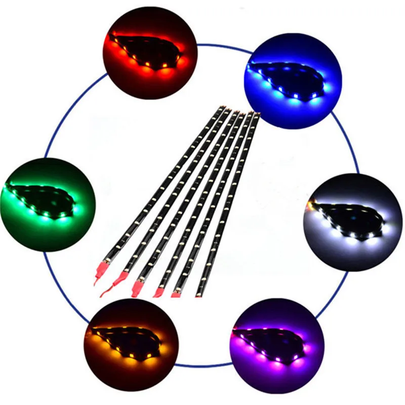 

6PCS DC 12V Waterproof Motor LED Strip SMD Underbody Decorative strip Light For Car Motorcycle Beautiful Decorative Soft Lights