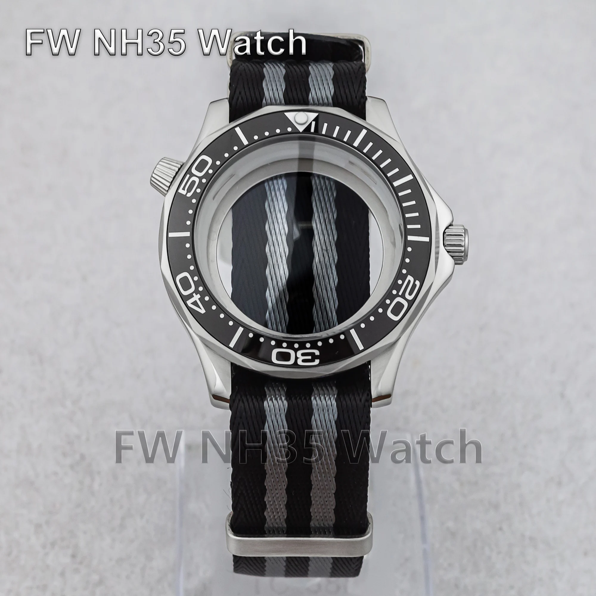 41mm Case Nylon Strap Water Resistant Stainless Steel Watch for Mod Seamaster 300 Accessories Fit NH35/NH36 Movement