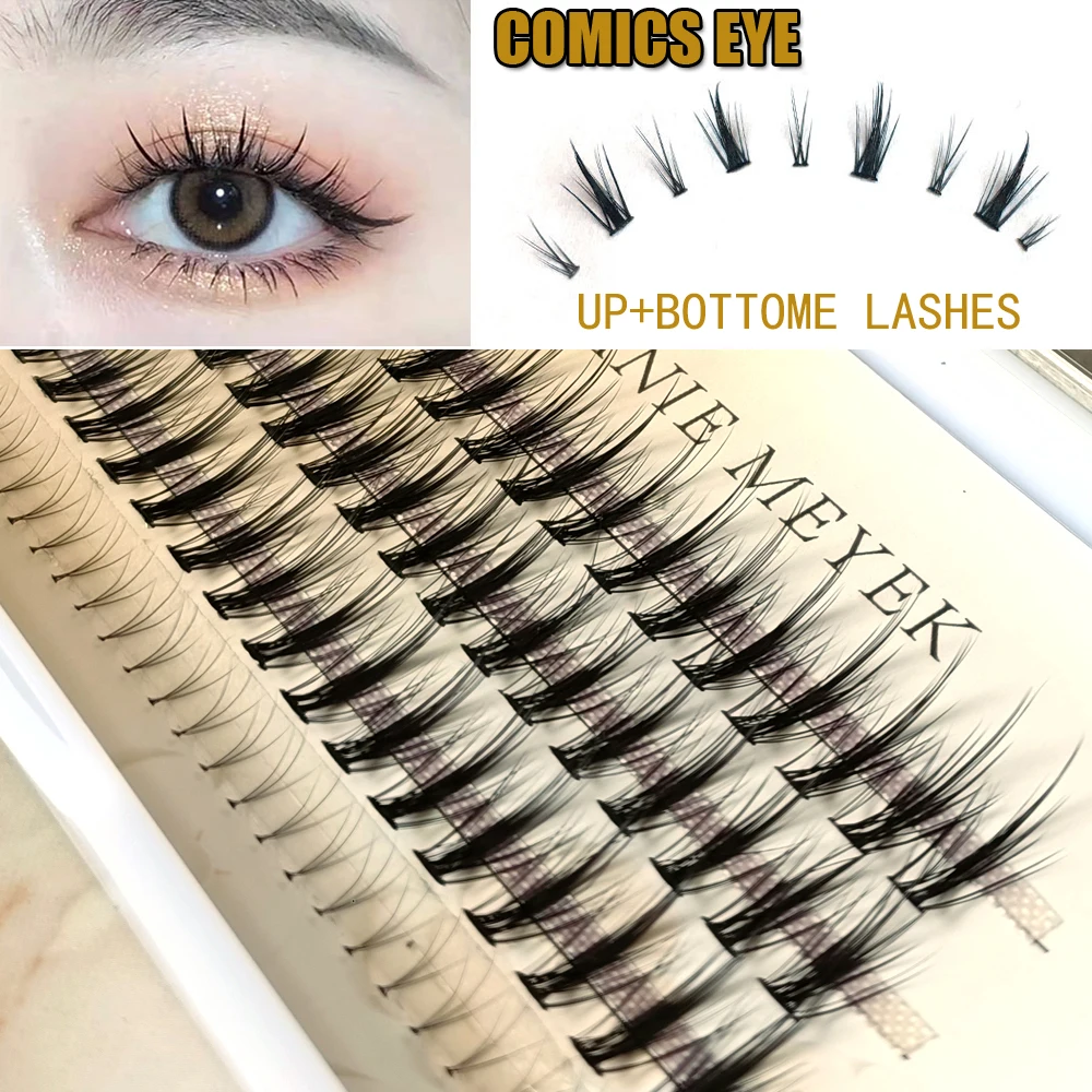 

Upper+Bottom Lashes Mix Tray Thick Eyelash Extension Natural Faux Mink Segmented Eyelashes Indvidual Cluster Makeup Cilia