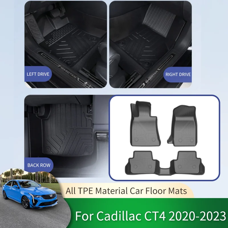 

for Cadillac CT4 2020 2021 2022 2023 2024 TPE Car Waterproof Non-slip Floor Mats Full Surround Protective Liner Foot Pad Carpets