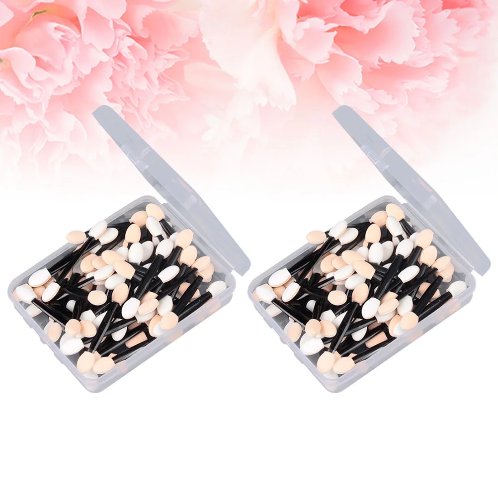 

Eyeshadow Applicators Brush Makeup Eye Disposable Brushes Sponge Short Mini Oval Set Sided Dual Applicator Shadow Tools