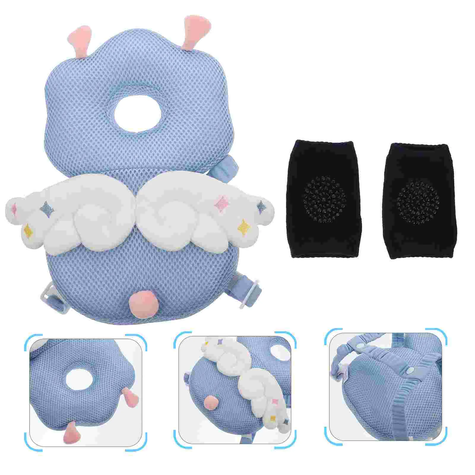 

1Pc Toddler Pillow Protector Baby Pillow Lovely Head Protective Pillow (Blue)