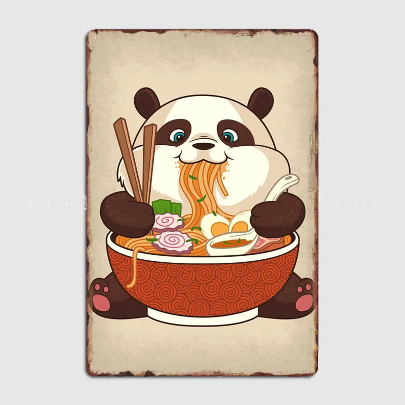 

Ramen Panda Metal Sign Cave Pub Mural Painting Cinema Garage Funny Tin Sign Poster Vintage Home Decoration Room Wall Decor