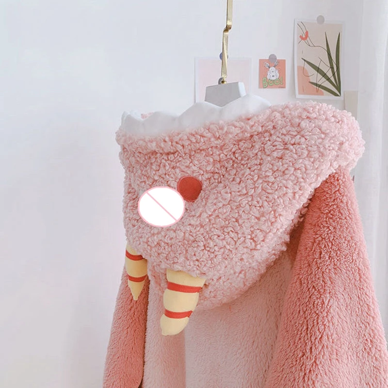 Winter Warm Flannel Women Pyjamas Coral Fleece Long Sleeve Cartoon Cosplay Sleepwear Bath Robe Pajamas and Pants Set Sleep Wear