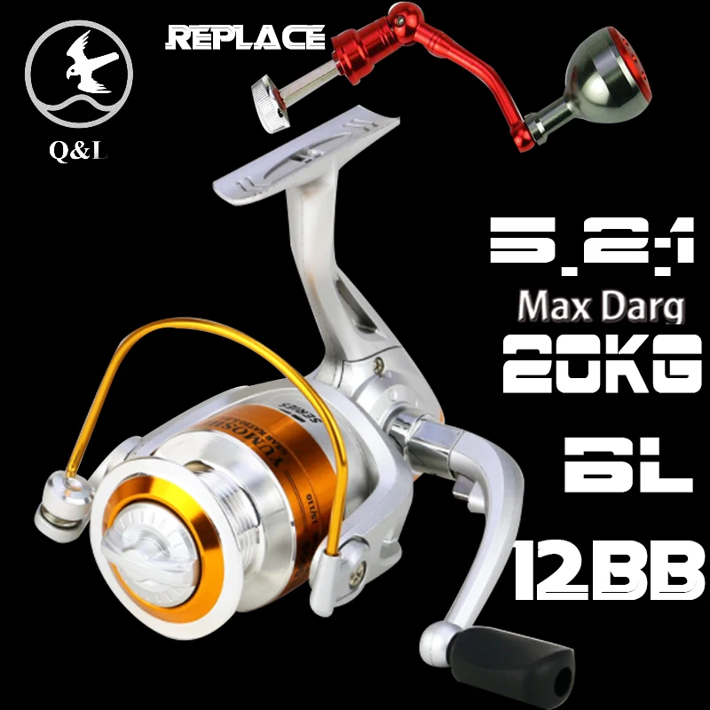 

Металлическая Рыболовная катушка Q & L BL 2000-7000, 12 шарикоподшипников, максимальное усилие фрикциона 15 кг, 5,5: 1, металлическая спиннинговая катушка высокого качества для ловли карпа, новинка 2021