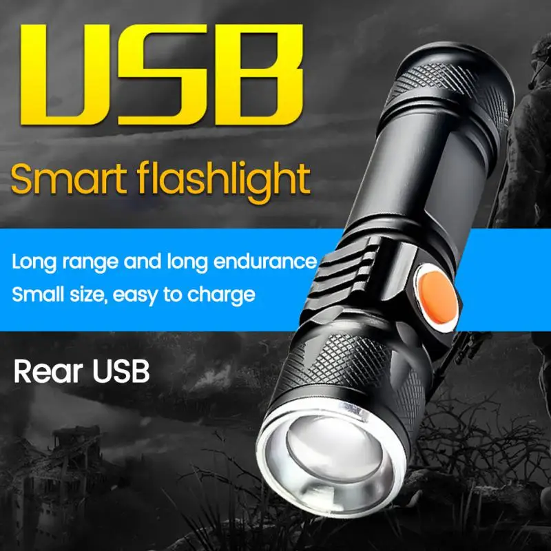 

Camping Outdoor Emergency Use Tactical Lantern Usb Rechargeable Ultra Bright Tactical Flashlights Aluminum Mini Torch Flashlight