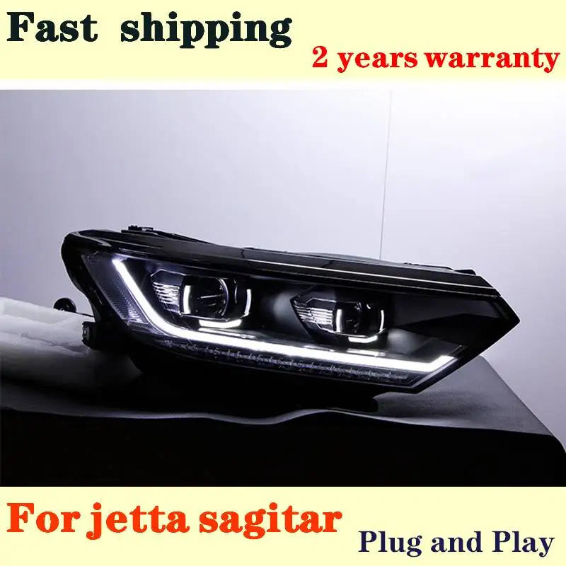 Car Accessories For VW Jetta Sagitar LED Headlight 2012-2018 Headlights MK6 DRL Turn Signal High Beam Angel Eye Projector Lens