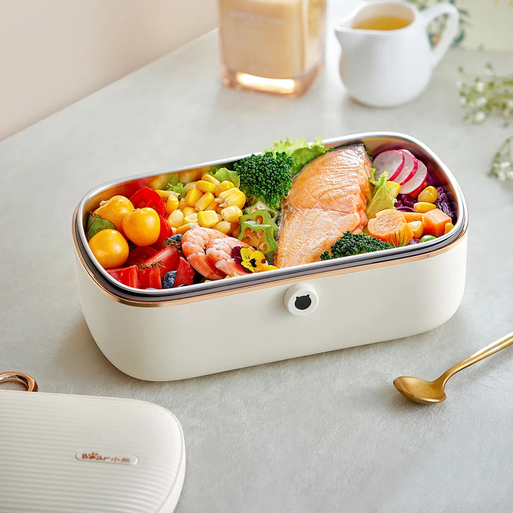 900ml Electric Lunch Box Water Free Heating Bento Box Portable Rice Cooker Constant Temperature Heating Food Warmer Office 220V