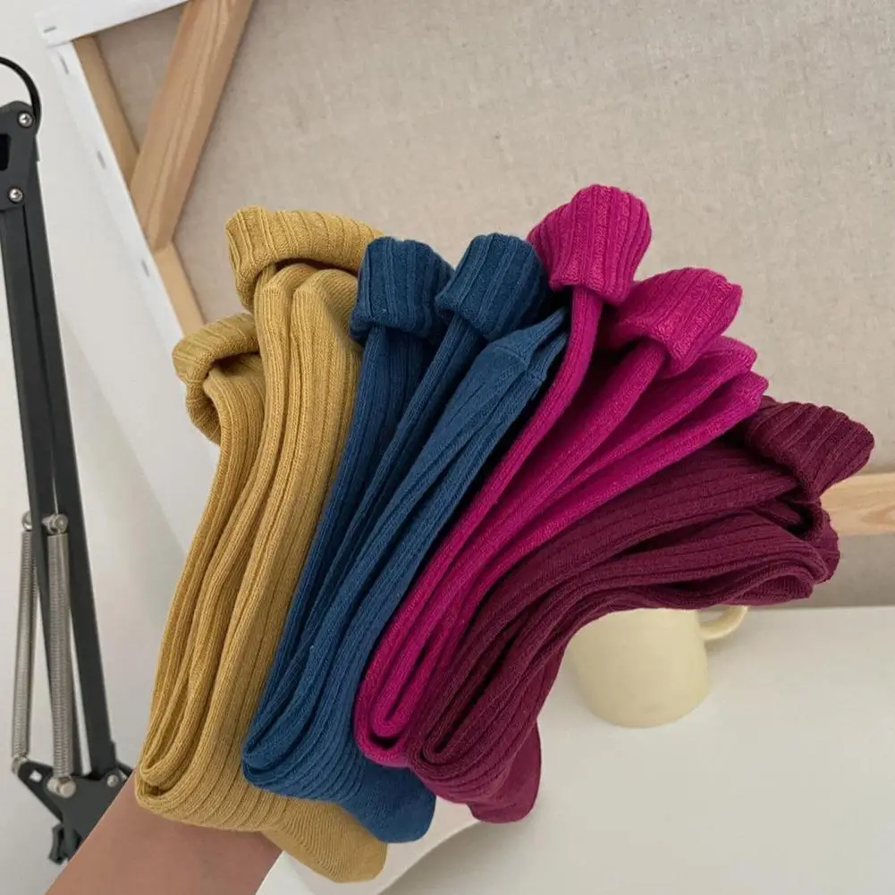 

1 Pair Ribbed Mid-tube Thick Warm Ladies Socks Winter Simple Casual Solid Color Sports Socks