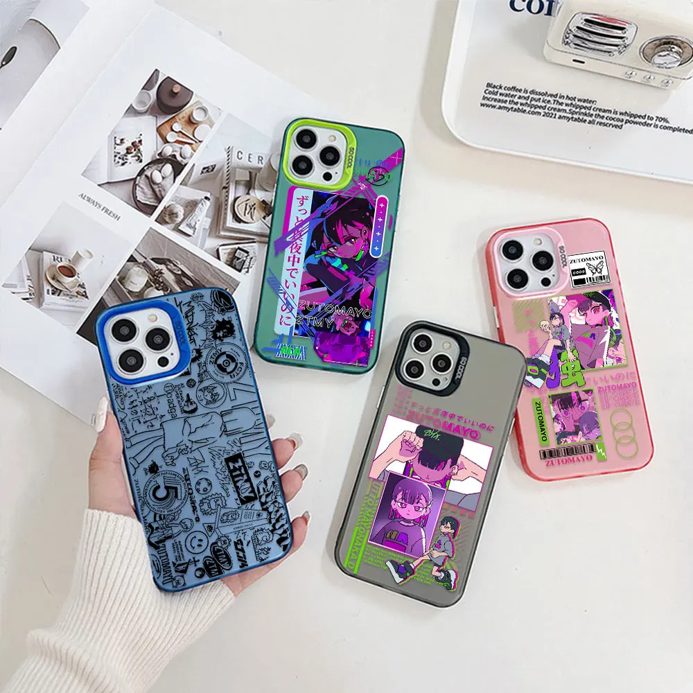 Мультяшный чехол Zutomayo для телефона iPhone 15 14 13 12 11 Pro Max X XR XSMAX 8 7 Plus конфетная матовая