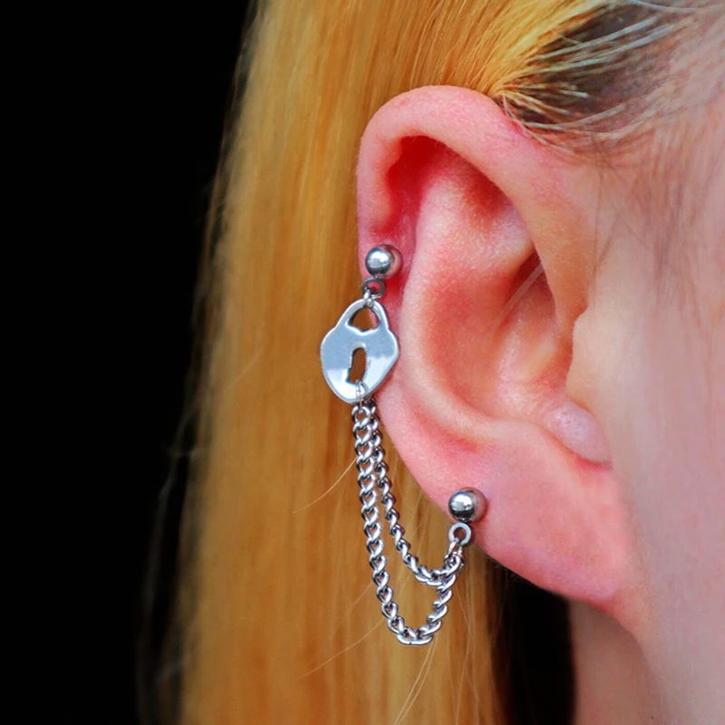 

2PC Stainless Steel Ear Piercing Earrings Helix Pierc Lobe Tragus Conch Earring Star Heart Cartilage Ear Stud 16g 20g Jewelry