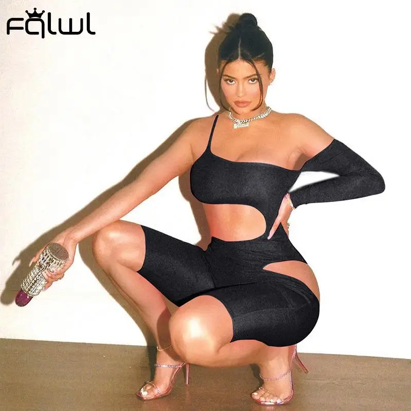 FQLWL уличный комбинезон женский без рукавов белый черный облегающий цельный