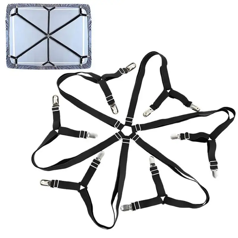 

Bed Sheet Straps Elastic Crisscross Bed Sheet Fasteners Fitted Sheet Straps 6 Way Cross With 12 Heavy Duty Clips For Bed Sheets