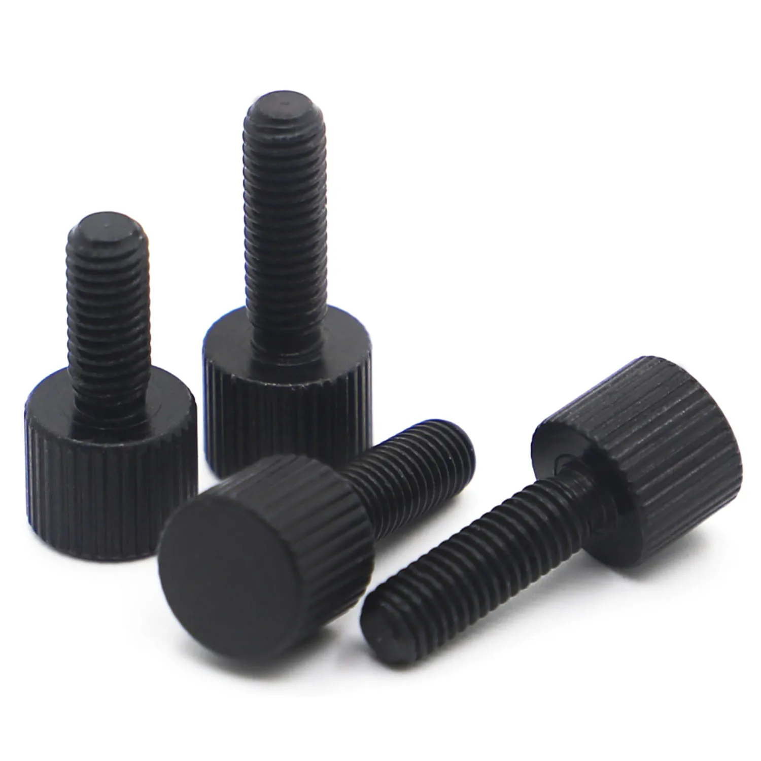 

2-5pcs Black Carbon Steel Thumb Screws Plain Type Metric Knurled Head Manual Adjustment Screws M2 M2.5 M3 M4 M5 M6