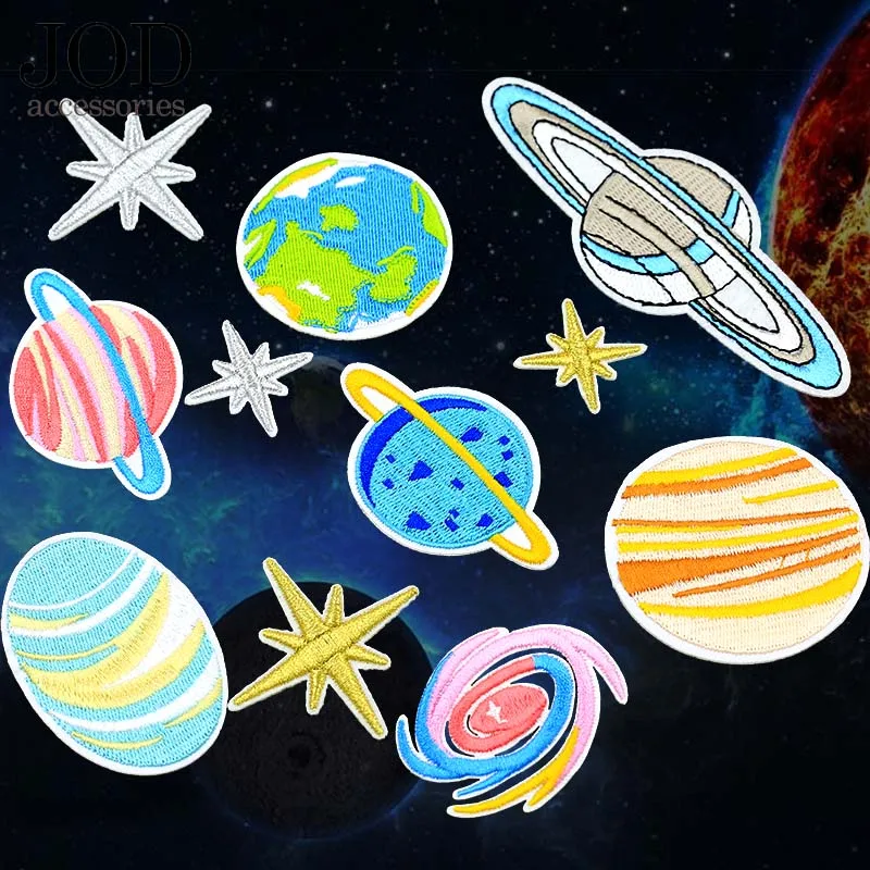 

Embroiled Iron on Planet Patches for Clothing Sewing Accessories