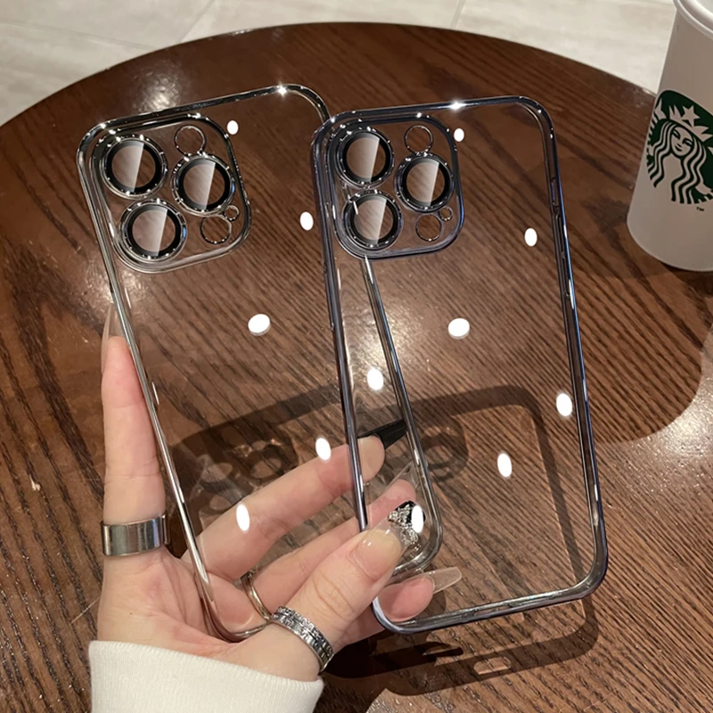 Роскошный силиконовый чехол с покрытием для iPhone 14 13 11 12 ProMax Plus защитой объектива и