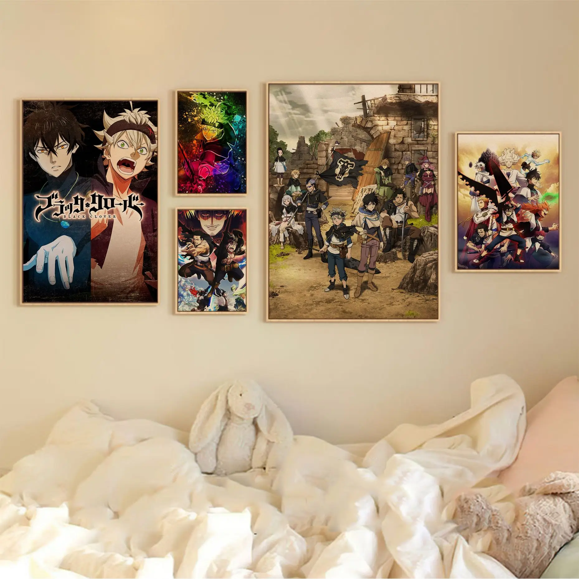 

Black Clover Vintage Posters For Living Room Bar Decoration Home decor