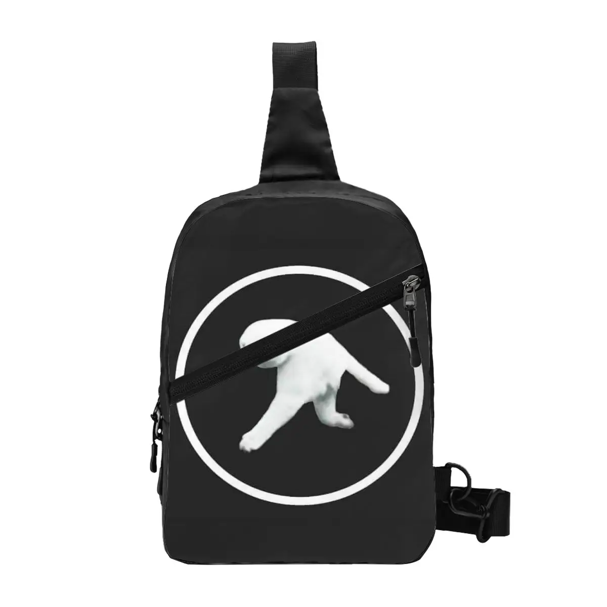Cool Aphex Twin Cat Two Legged Cat Meme Parody Sling Bags for Cycling Camping Men Chest Crossbody Backpack Shoulder Daypack