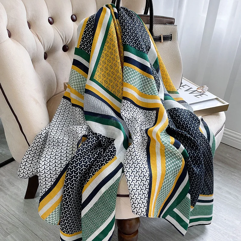 

Luxury Brand 2022 Autumn Winter Women Scarf Beach Shawl Cotton Lady Fashion Flower Scarves Bandana Pashmina Wrap Hijabs Pareo
