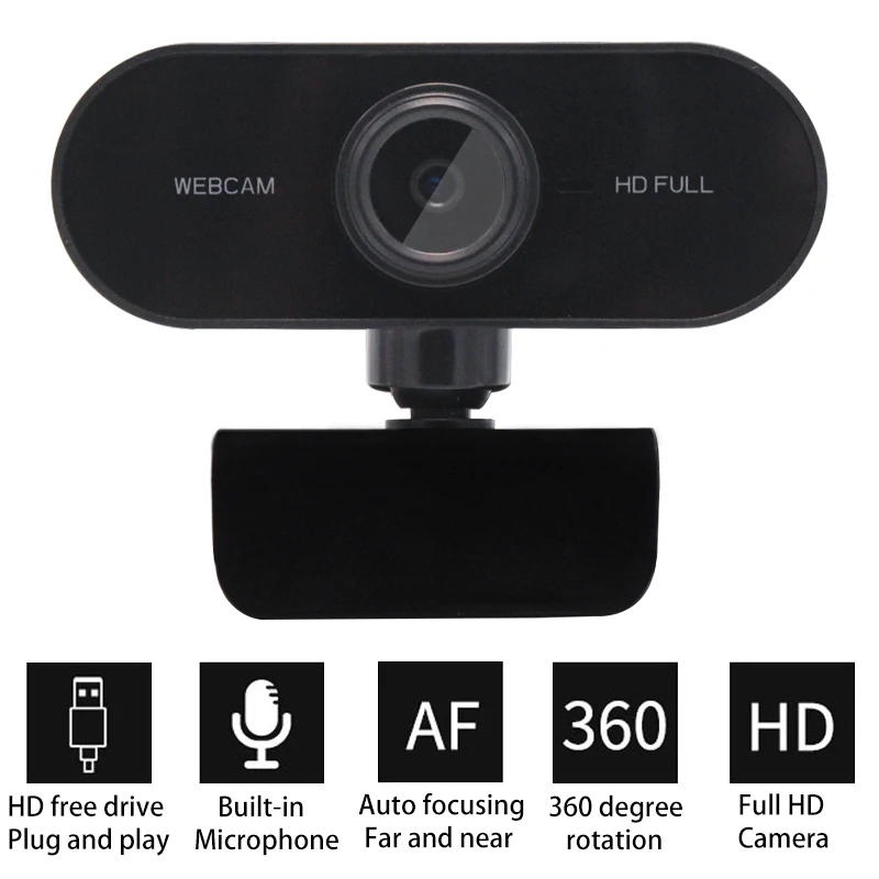 HD Webcam 1080P with Microphone Rotatable Cameras Mini Computer PC WebCamera for Live Broadcast Video Calling Conference Work |