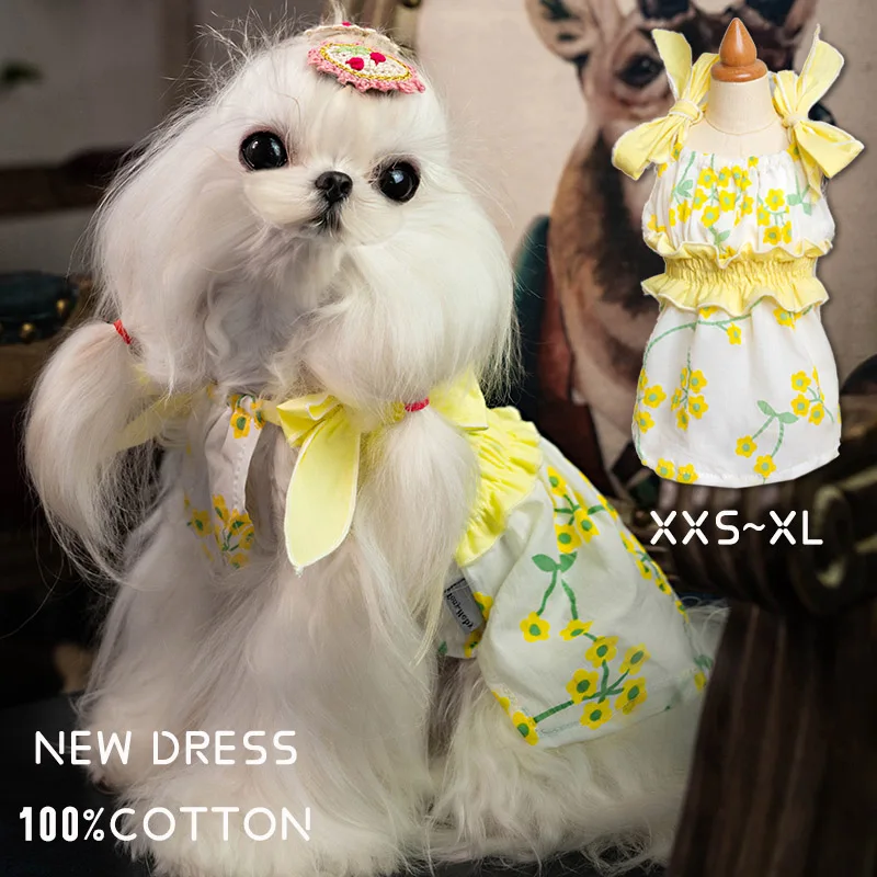 

2022 Pet Clothes Cute Small Dog Dress Summer Puppy Skirt Flowers Princess Pomeranian Teddy Yorkie Corgi Bichon Shih Tzus Costume