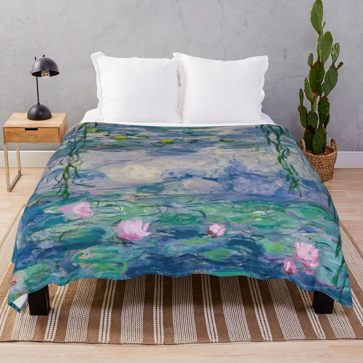 Water Lilies Claude Monet Fine Art Blanket Velvet Summer Super Warm Throw Blankets for Bedding Sofa Travel Office