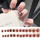 24 шт., многоразовые накладные ногти с розовой пастой