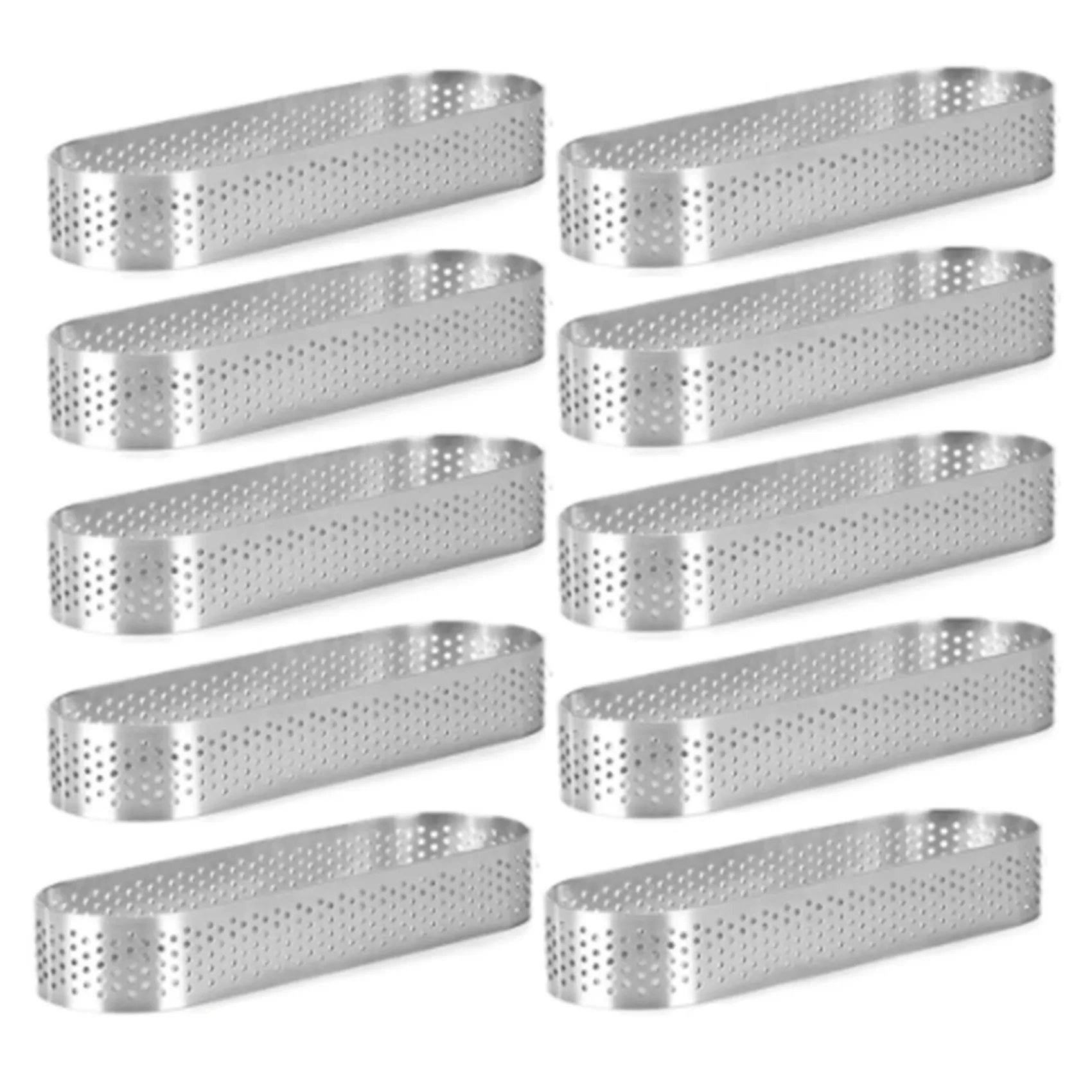 

10Pcs Stainless Steel Tart Ring, Heat-Resistant Perforated Cake Mousse Ring Round Double Rolled Tart Ring Metal Mold