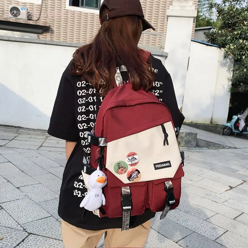 

Couples Waterproof Cute Backpack Nylon Female Harajuku School Bag College Lady Kawaii Backpacks Fashion Book Girl Bags Student